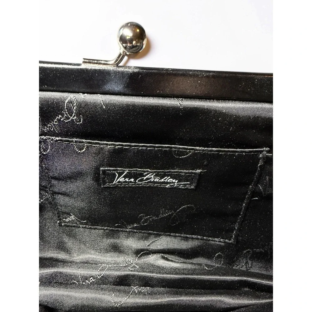 Vera Bradley Veronique Ltd. Edition Black Fabric Embroidered Floral Clutch EUC